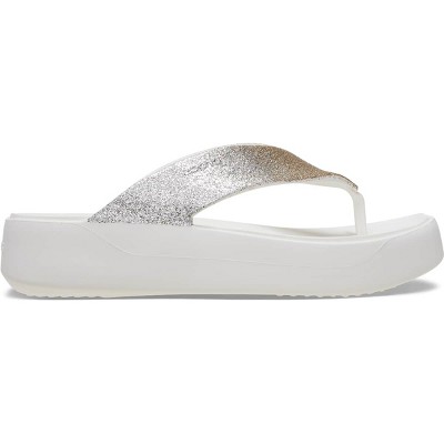 Crocs Women's Getaway Chunky Glitter Flip Flop Platform Sandals, White, W6