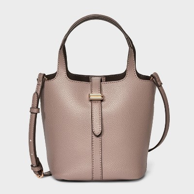 Mini Tulip Tote Handbag with Crossbody Strap - A New Day™ Tan