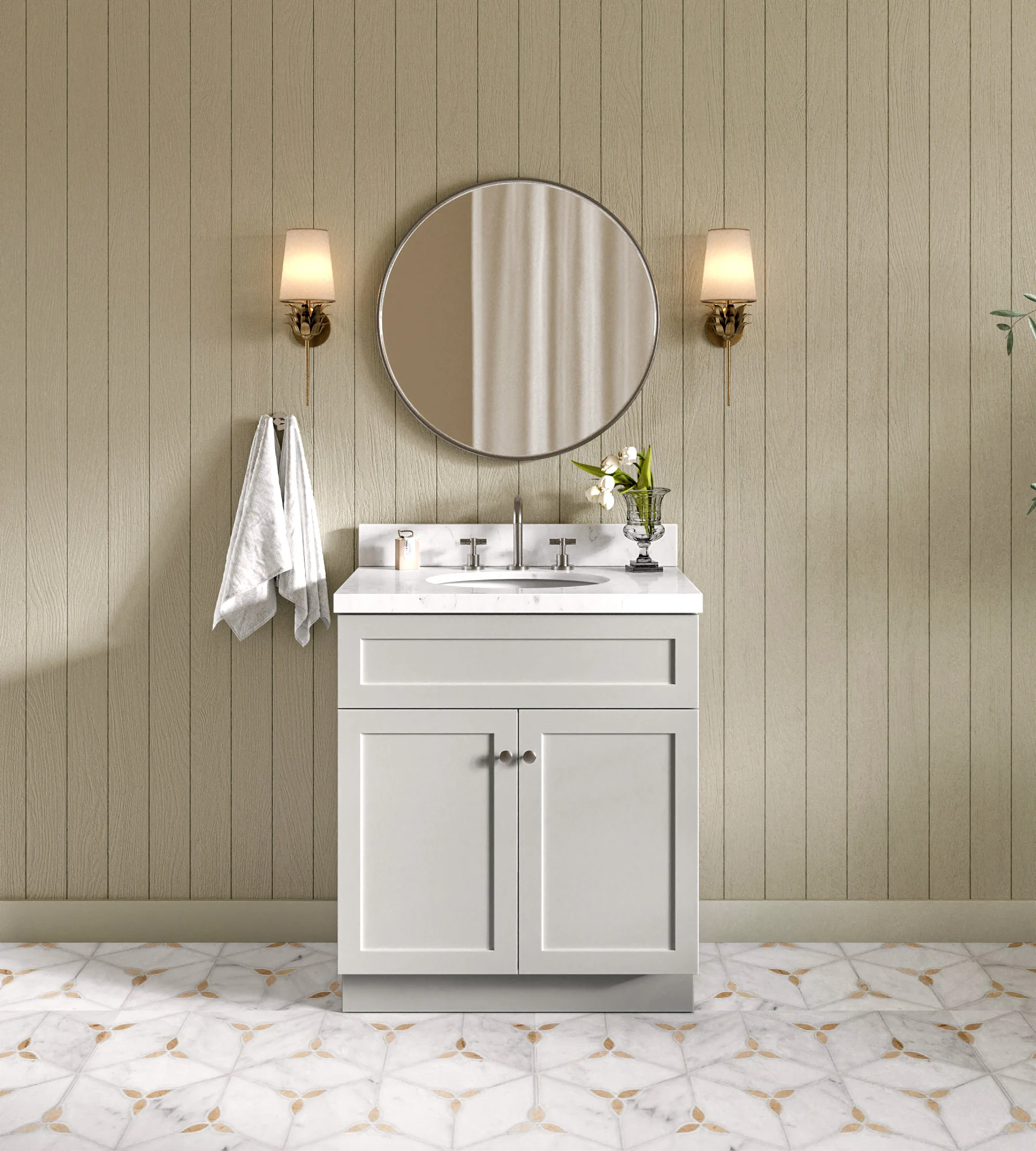 ARIEL Hamlet 30 In. Single Sink Base Cabinet In Grey