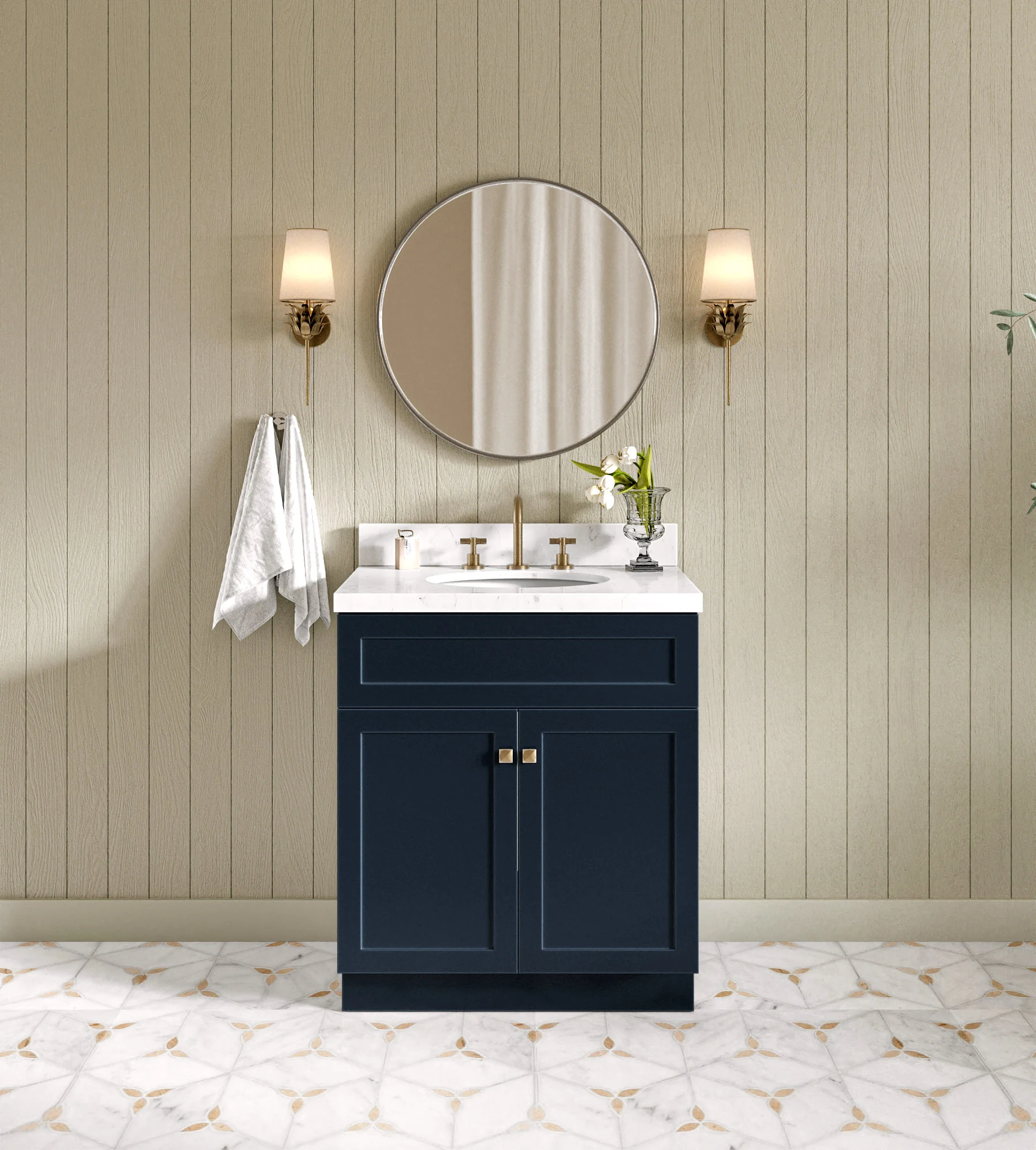 ARIEL Hamlet 30 In. Single Sink Base Cabinet In Midnight Blue
