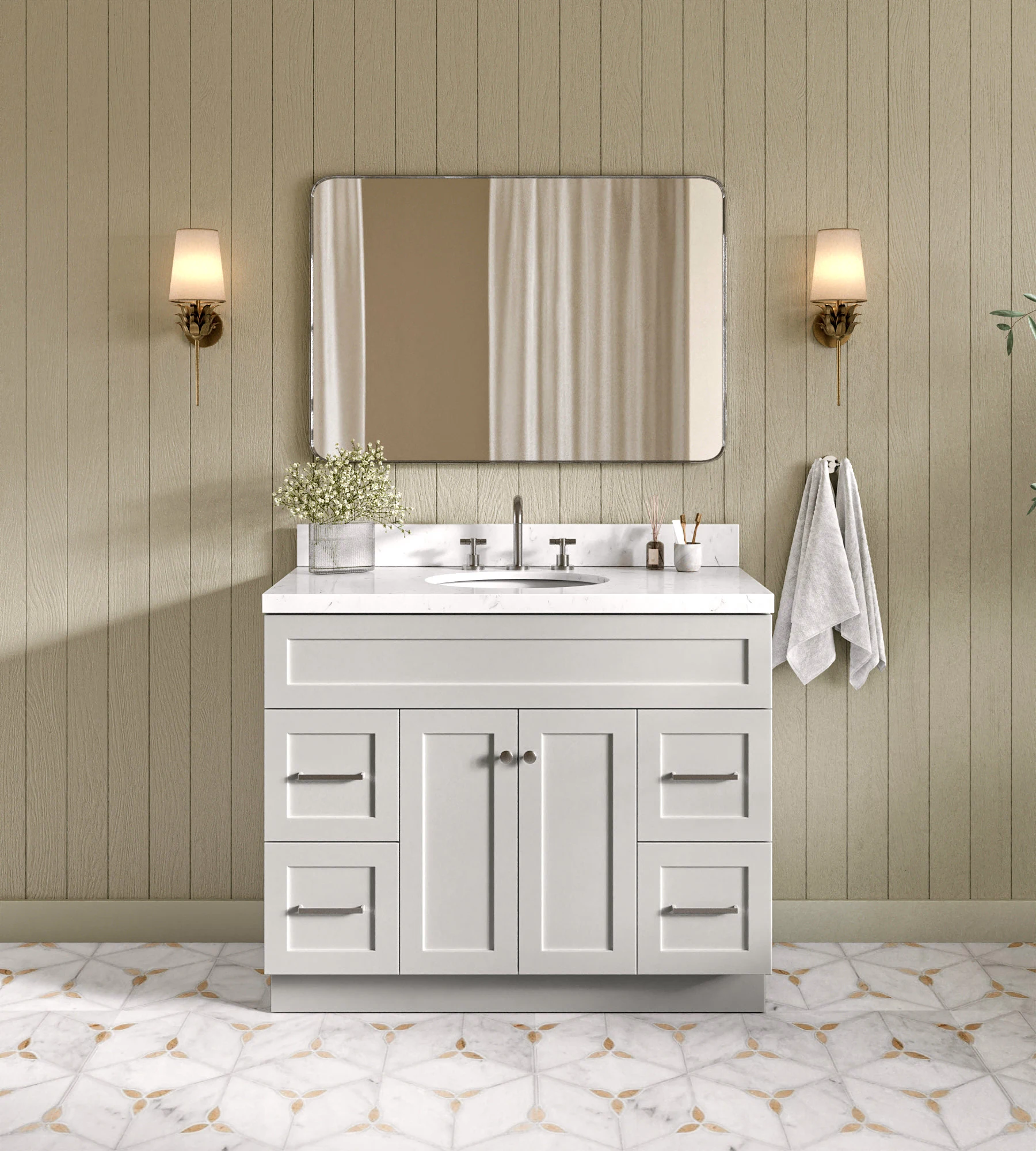 ARIEL Hamlet 42 In. Single Sink Base Cabinet In Grey