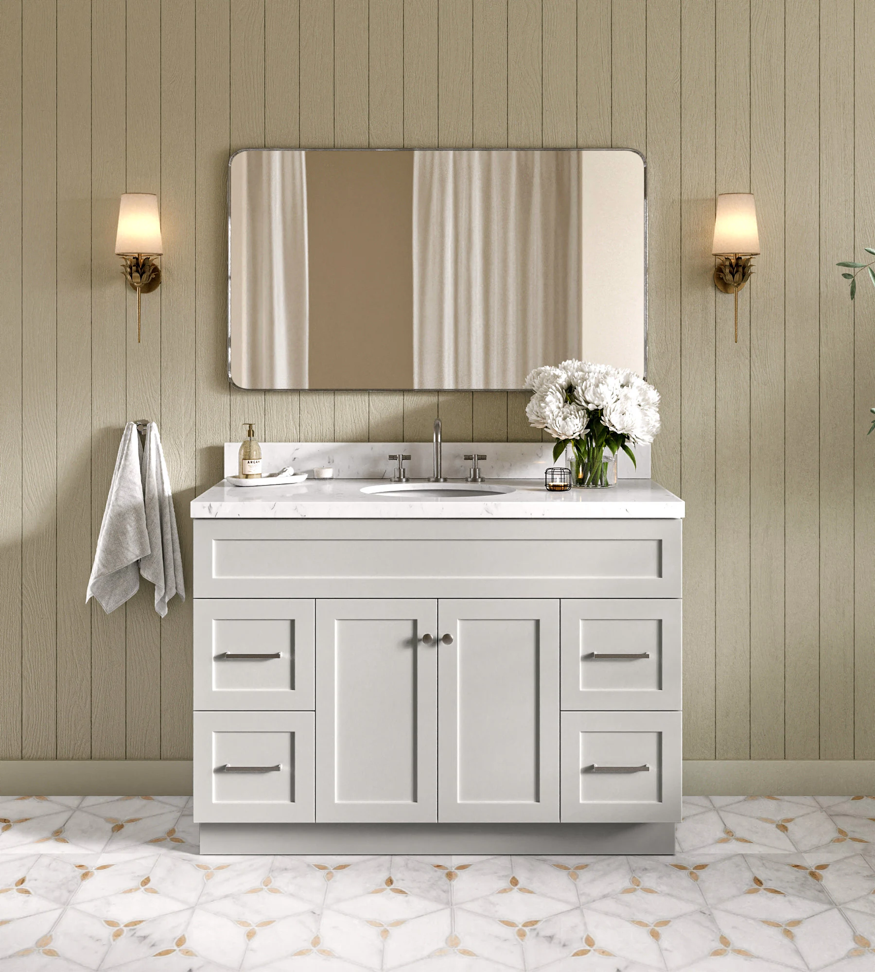 ARIEL Hamlet 48 In. Single Sink Base Cabinet In Grey