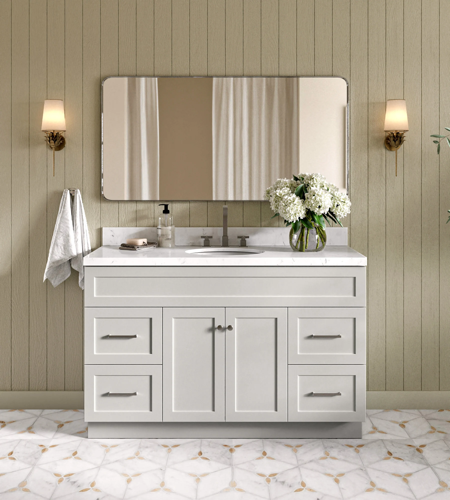 ARIEL Hamlet 54 In. Single Sink Base Cabinet In Grey