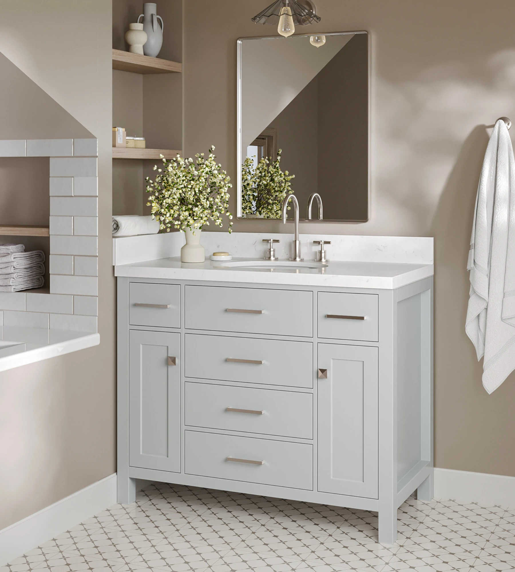 ARIEL Bristol 42 In. Single Sink Base Cabinet In Grey