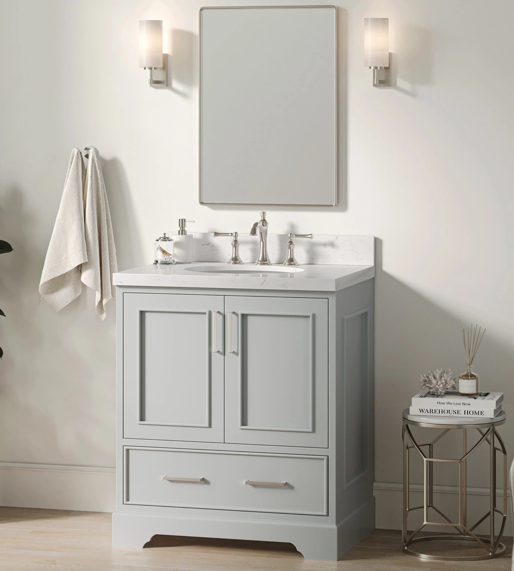 ARIEL Stafford 30 In. Single Sink Base Cabinet In Grey