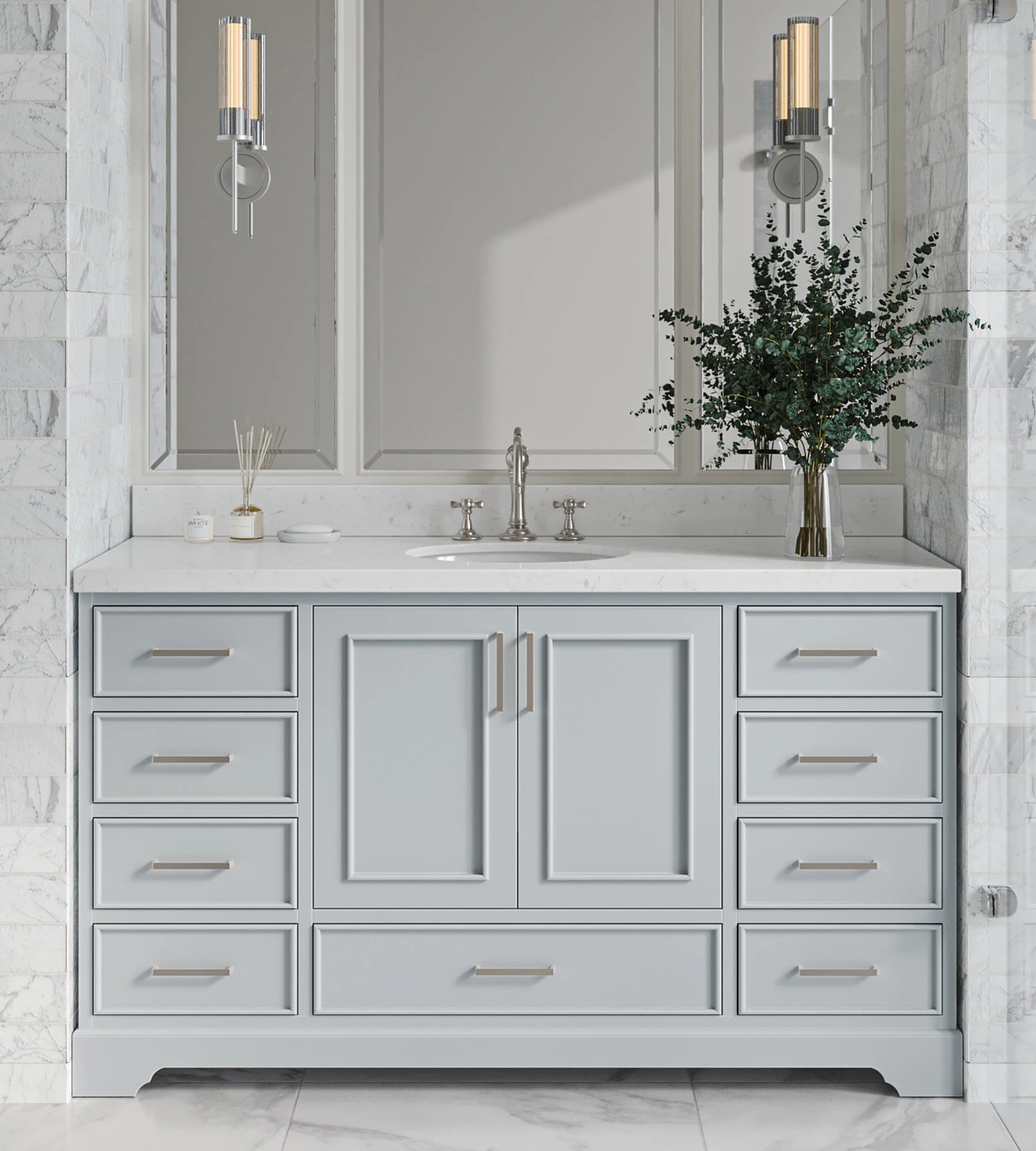 ARIEL Stafford 60 Inch Single Sink Base Cabinet In Grey
