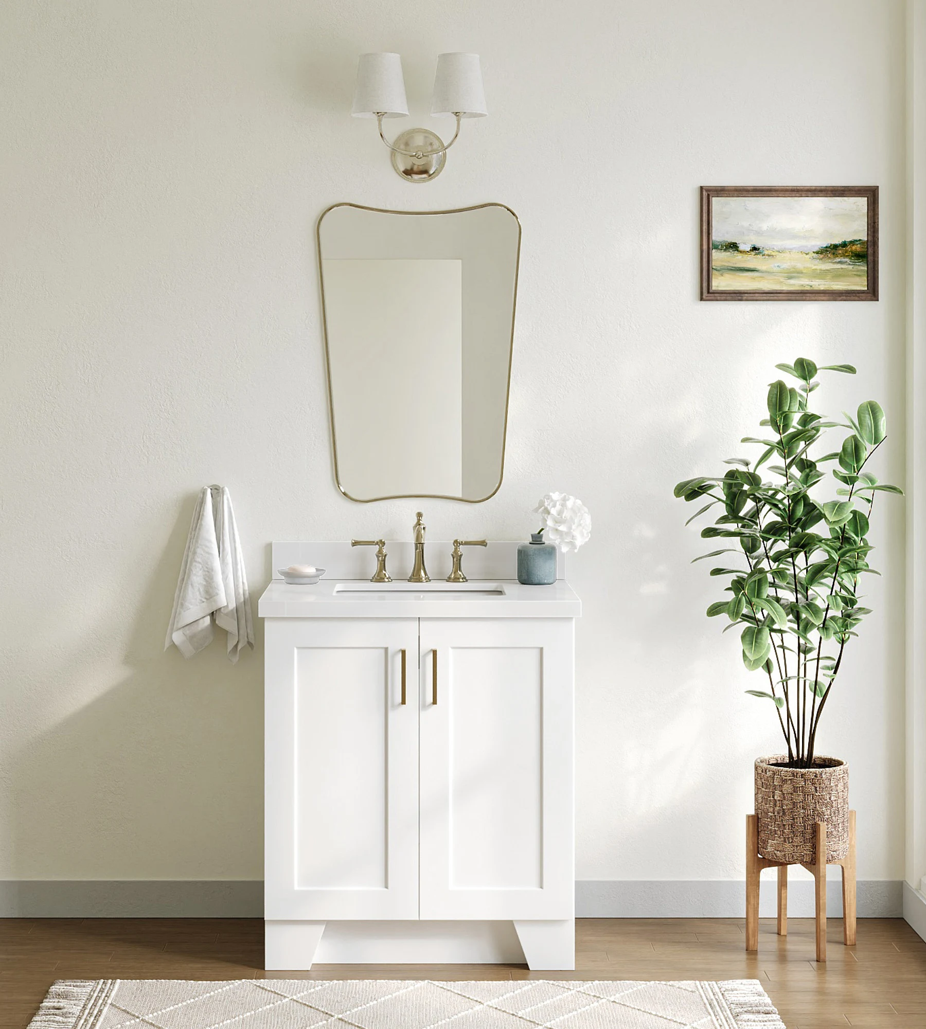 ARIEL Taylor 30.5 In. Rectangle Sink Vanity With White Quartz Countertop In White