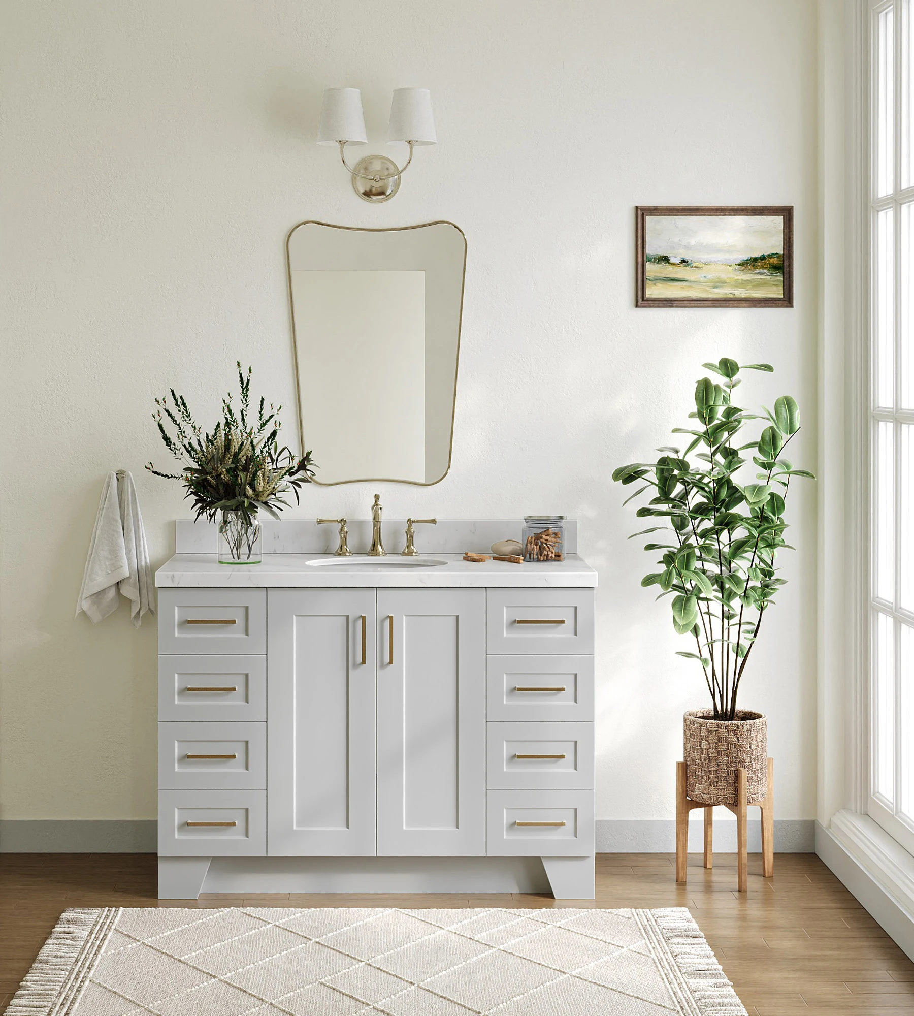 ARIEL Taylor 48 In. Single Sink Base Cabinet In Grey