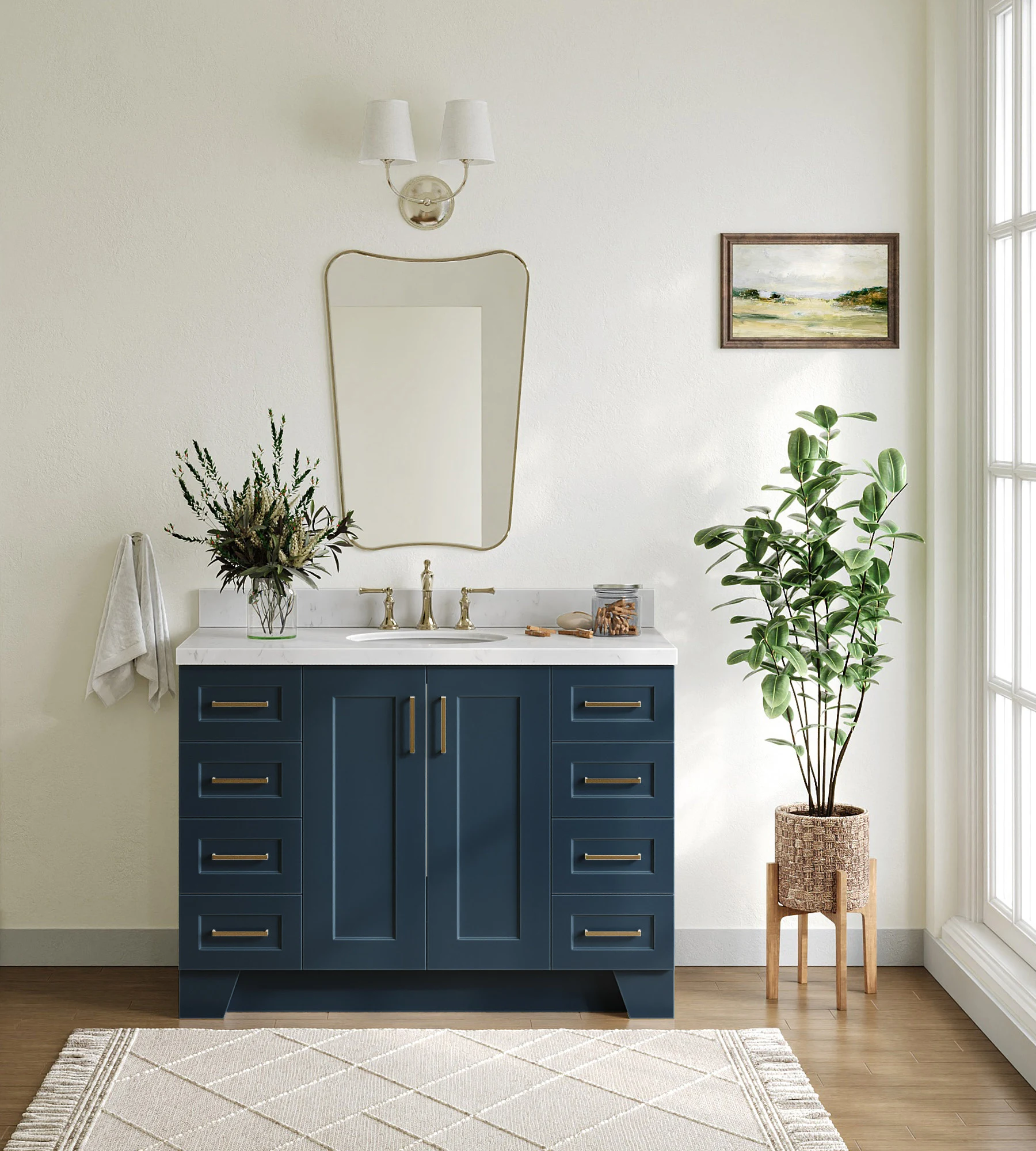 ARIEL Taylor 48 In. Single Sink Base Cabinet In Midnight Blue