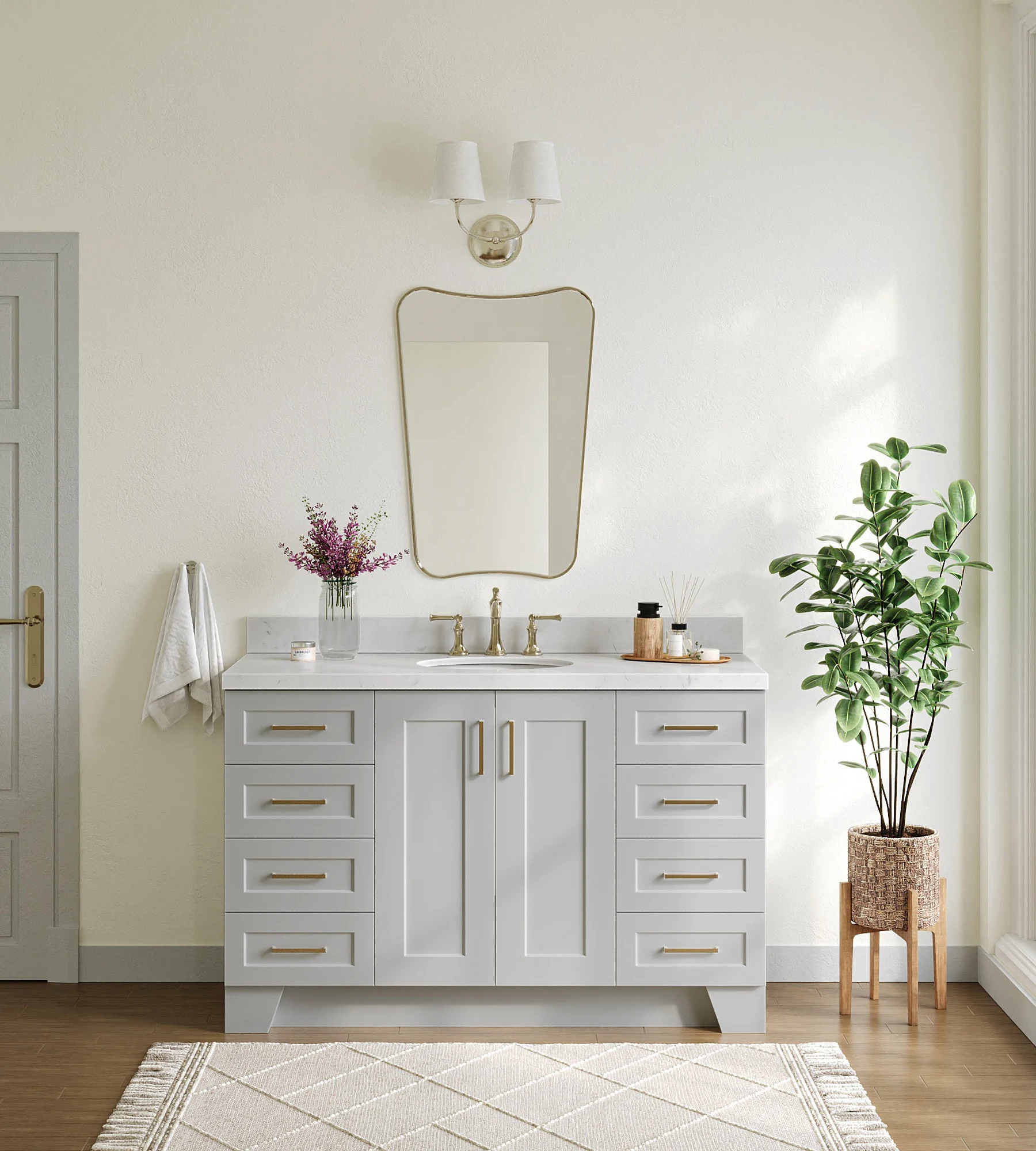 ARIEL Taylor 54 In. Single Sink Base Cabinet In Grey