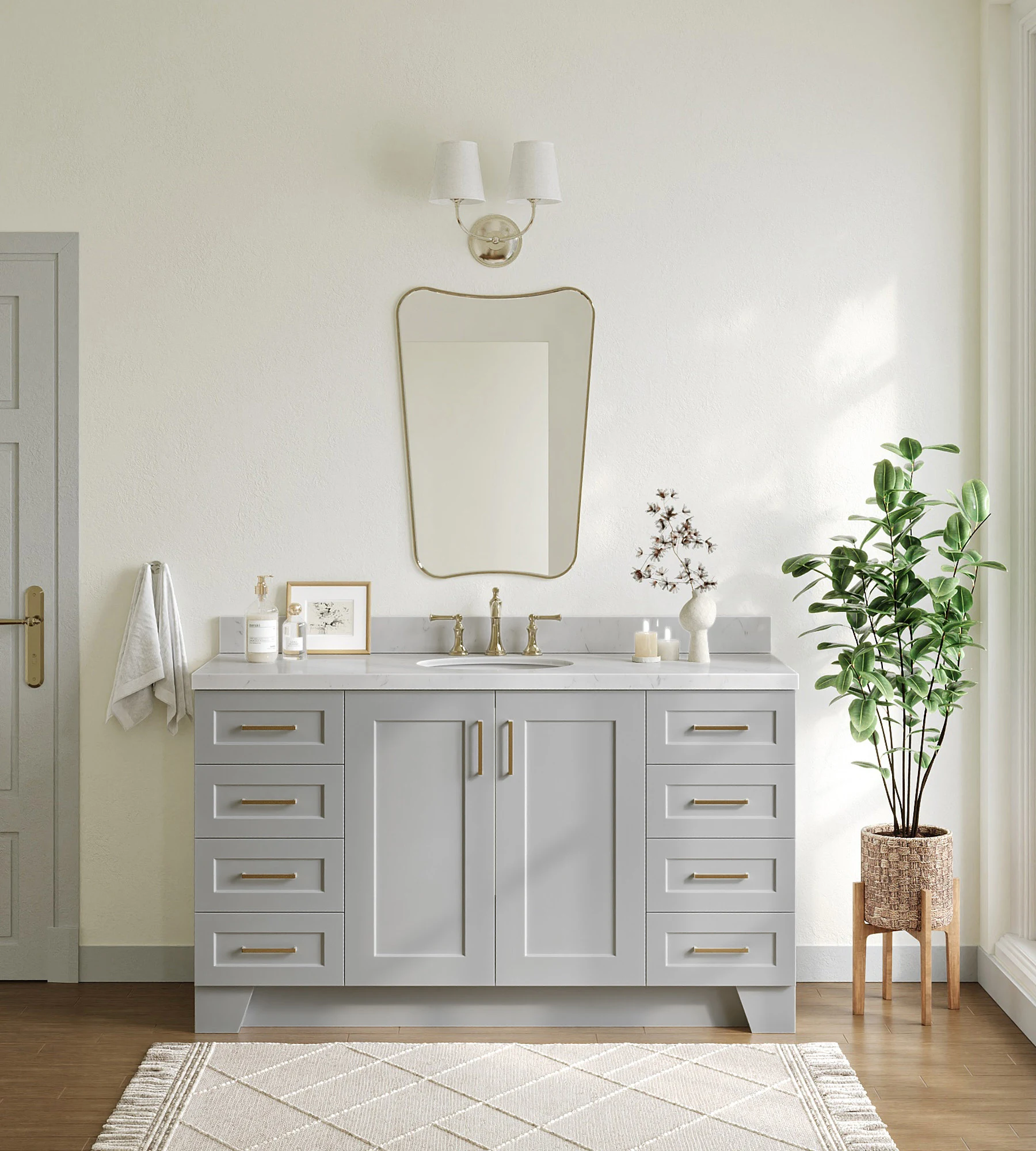 ARIEL Taylor 60 In. Single Sink Base Cabinet In Grey