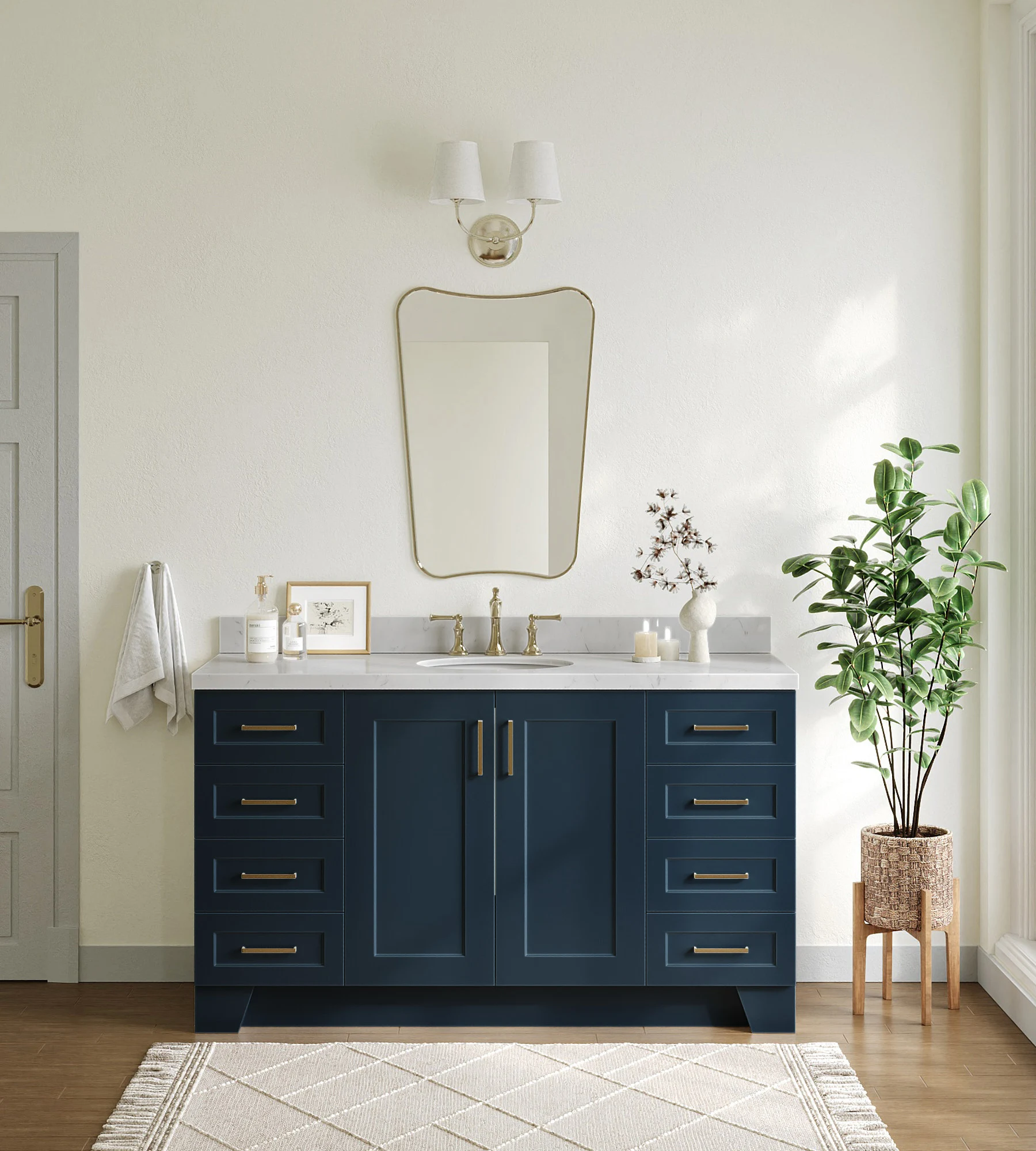 ARIEL Taylor 60 In. Single Sink Base Cabinet In Midnight Blue