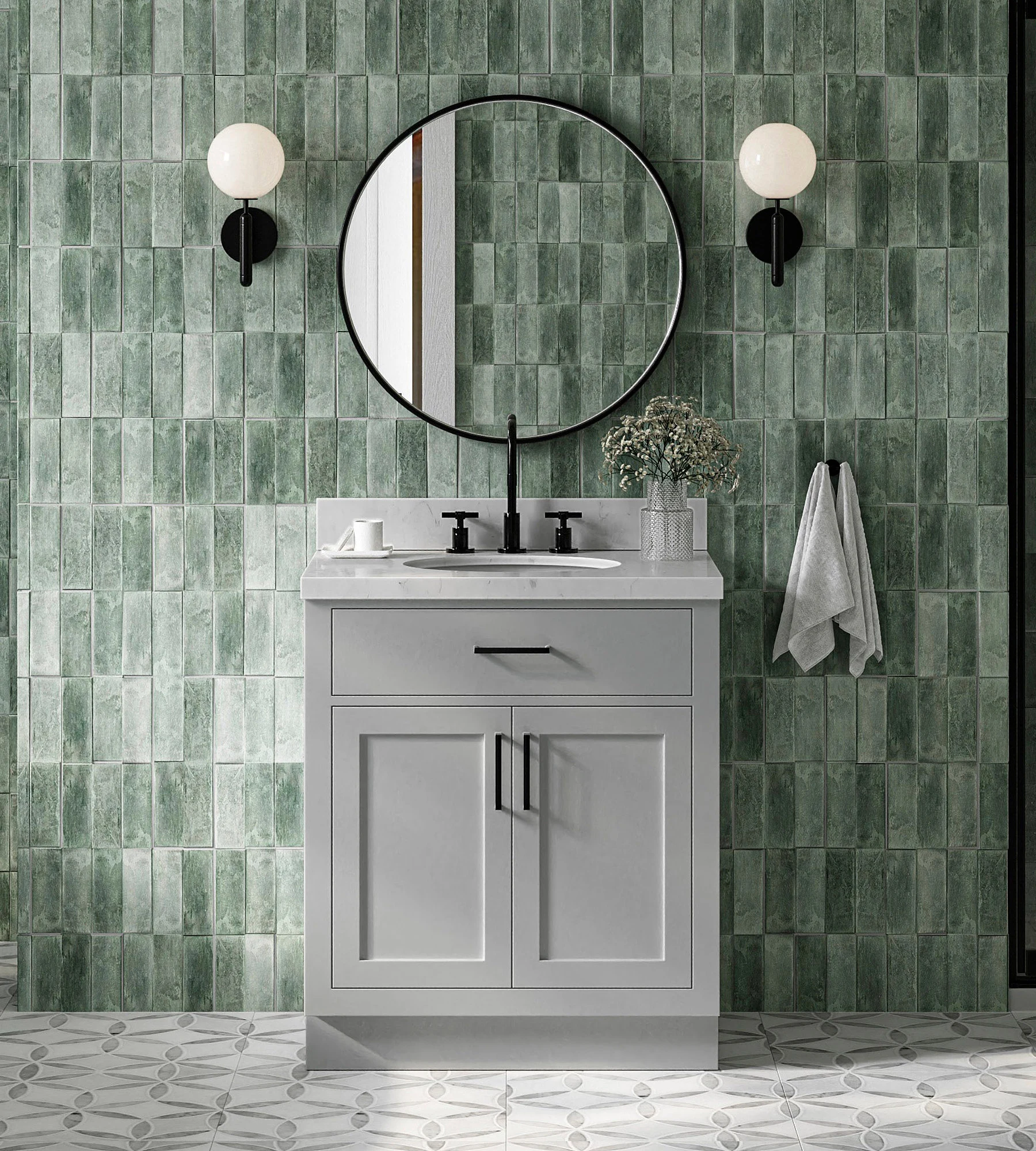 ARIEL Hepburn 30 In. Single Sink Base Cabinet In Grey
