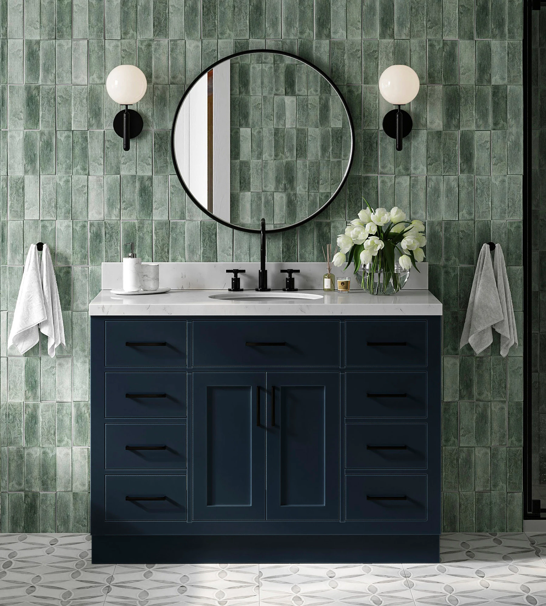 ARIEL Hepburn 48 In. Single Sink Base Cabinet In Midnight Blue