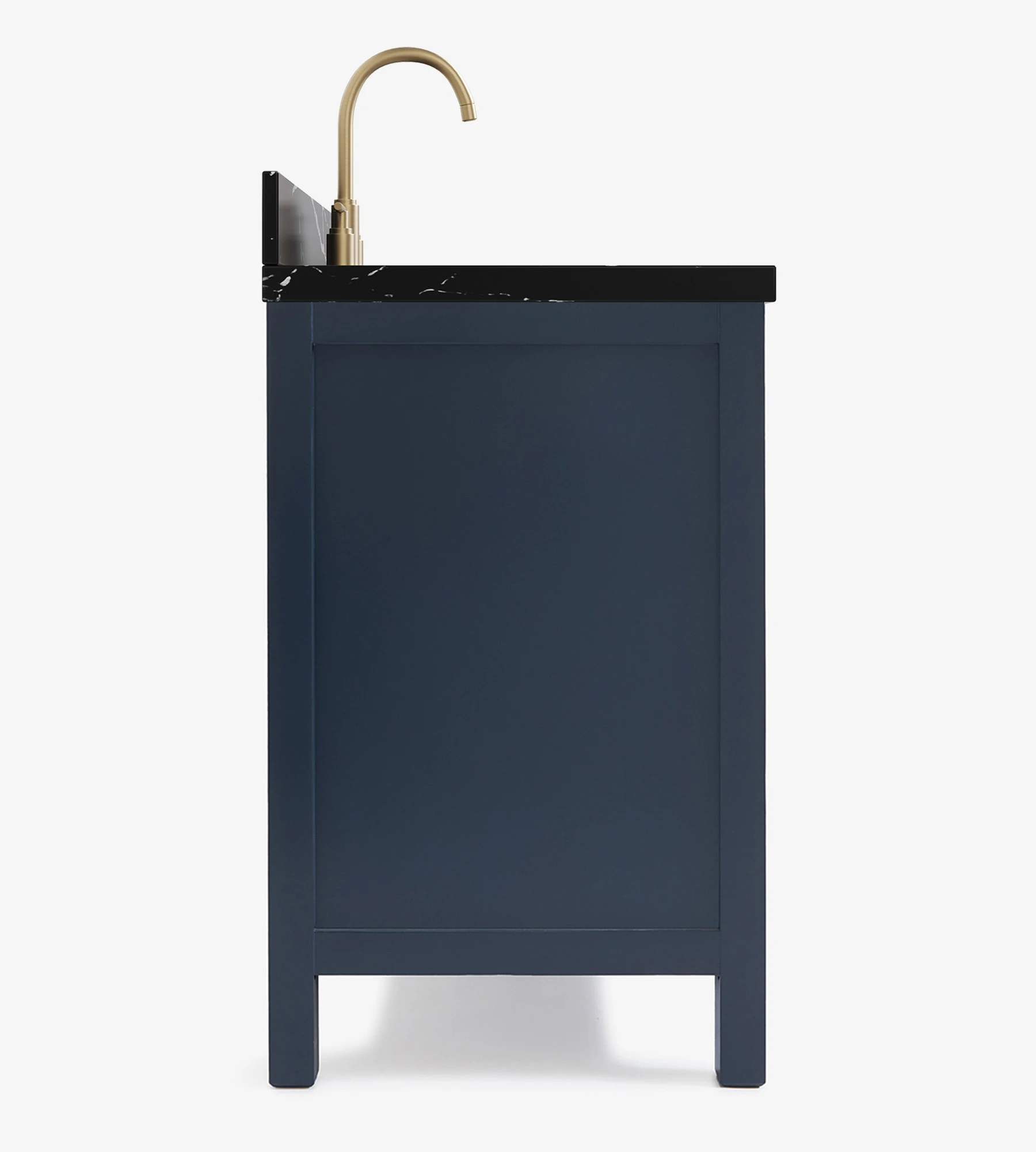 ARIEL Cambridge 42 Inch Single Rectangular Sink Bathroom Vanity With Nero Marquina Black Quartz Countertop 1.5 Inch In Midnight Blue
