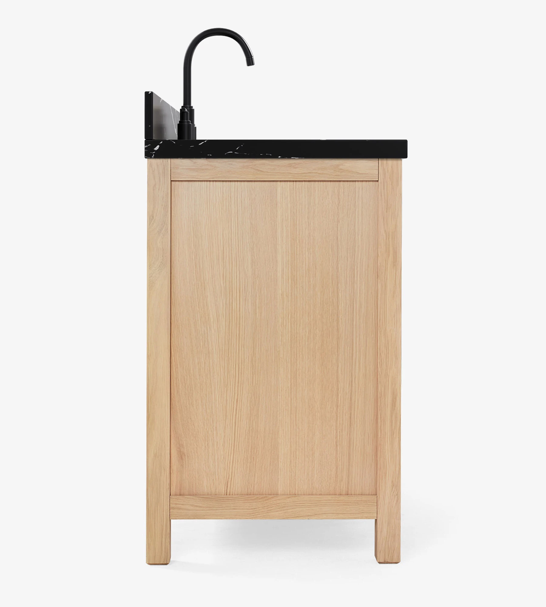 ARIEL Cambridge 42 Inch Single Rectangular Sink Bathroom Vanity With Nero Marquina Black Quartz Countertop 1.5 Inch In Natural Oak