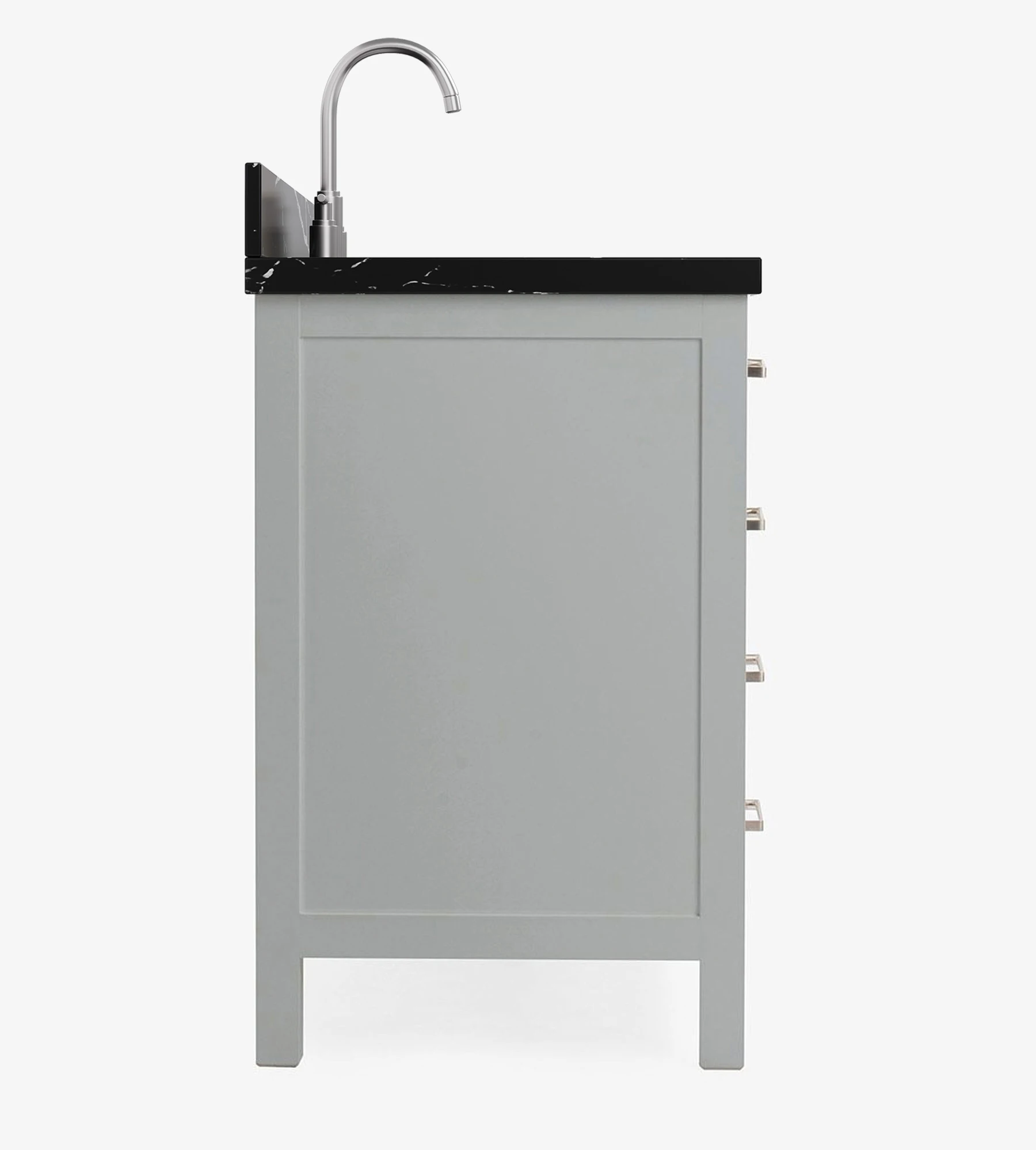 ARIEL Cambridge 54 Inch Single Rectangular Sink Bathroom Vanity With Nero Marquina Black Quartz Countertop 1.5 Inch In Grey