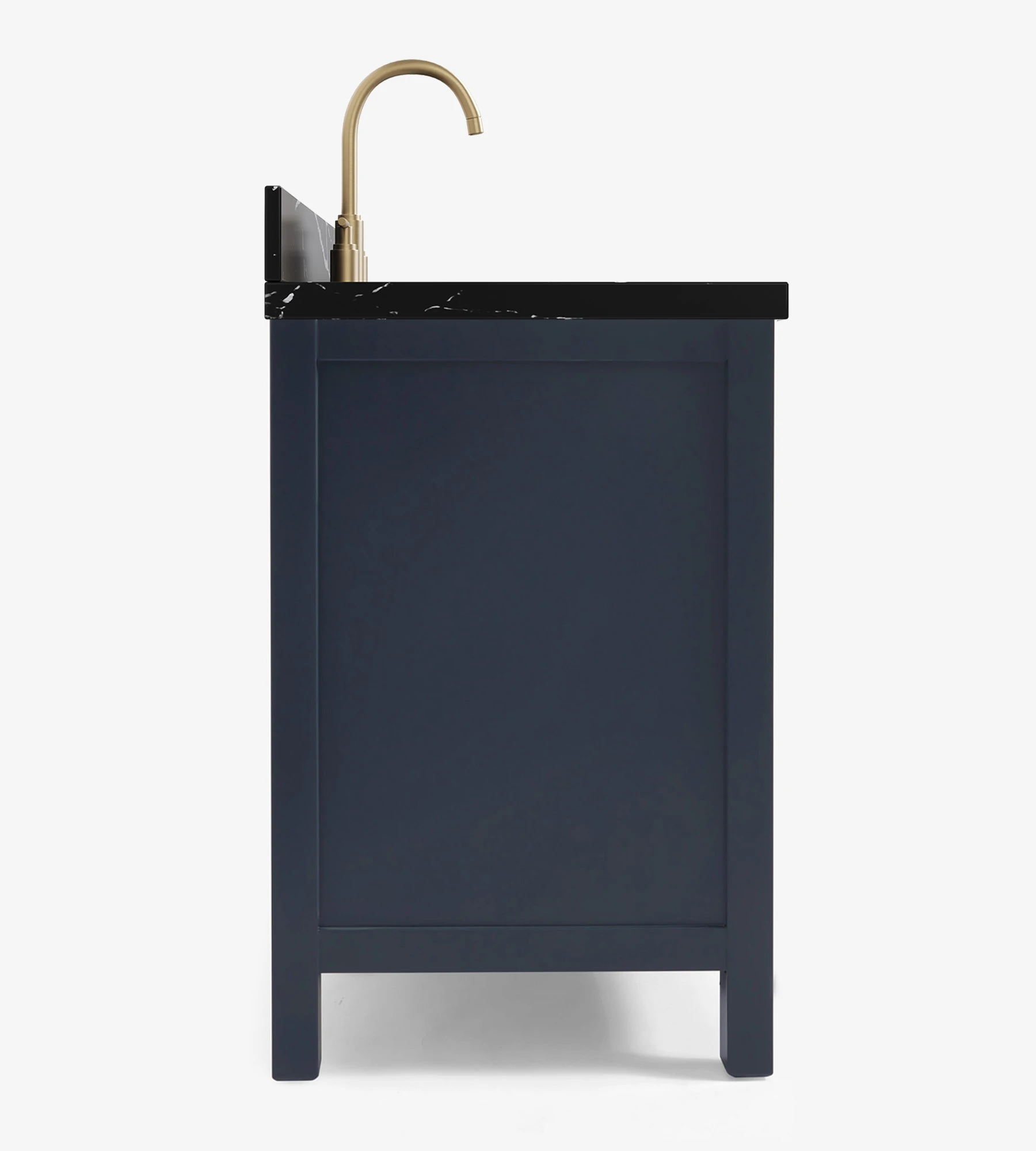 ARIEL Cambridge 54 Inch Single Rectangular Sink Bathroom Vanity With Nero Marquina Black Quartz Countertop 1.5 Inch In Midnight Blue