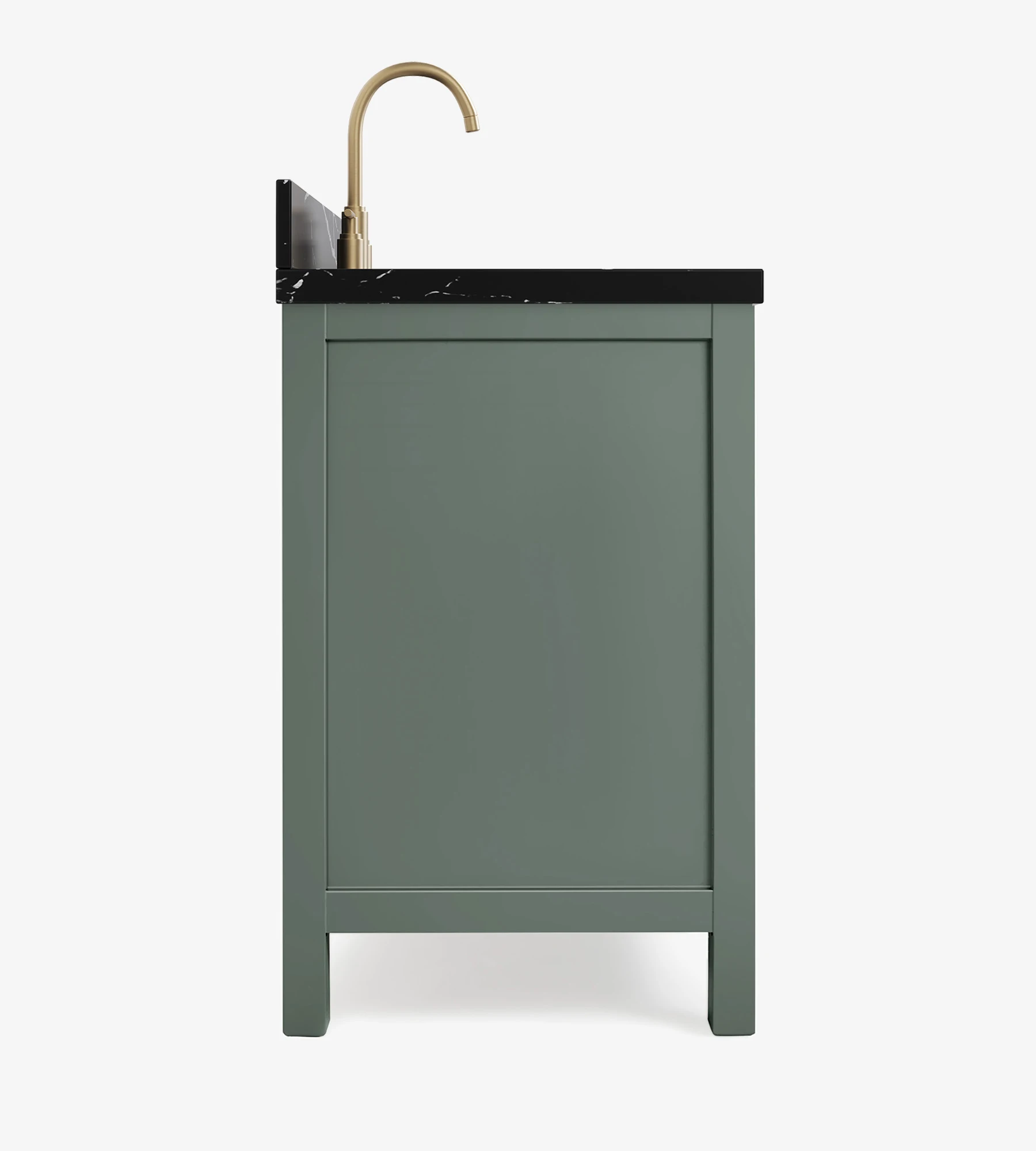 ARIEL Cambridge 60 Inch Single Rectangular Sink Bathroom Vanity With Nero Marquina Black Quartz Countertop 1.5 Inch In Vintage Sage Green