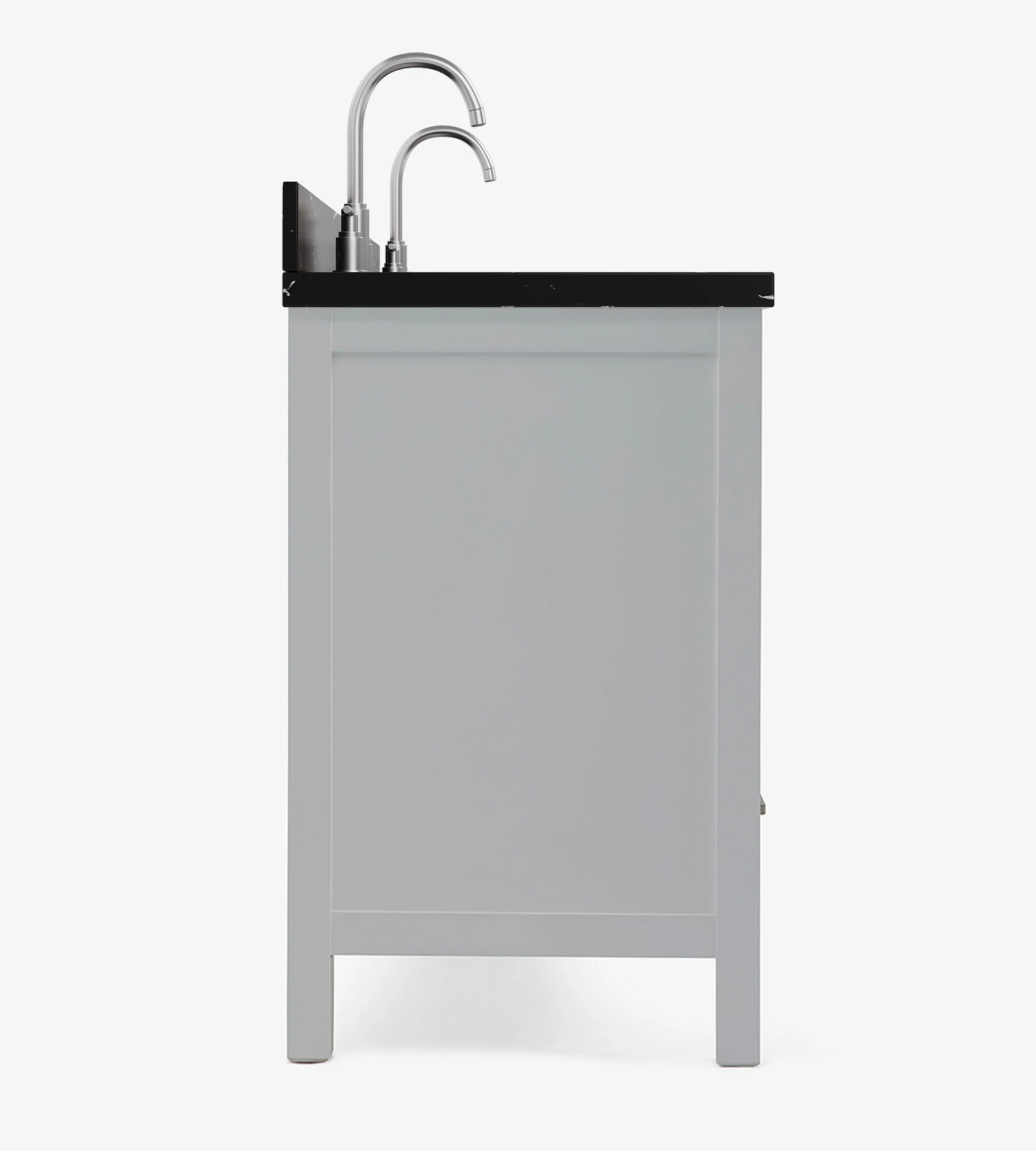 ARIEL Cambridge 72 Inch Double Rectangular Sink Bathroom Vanity With Nero Marquina Black Quartz Countertop 1.5 Inch In Grey