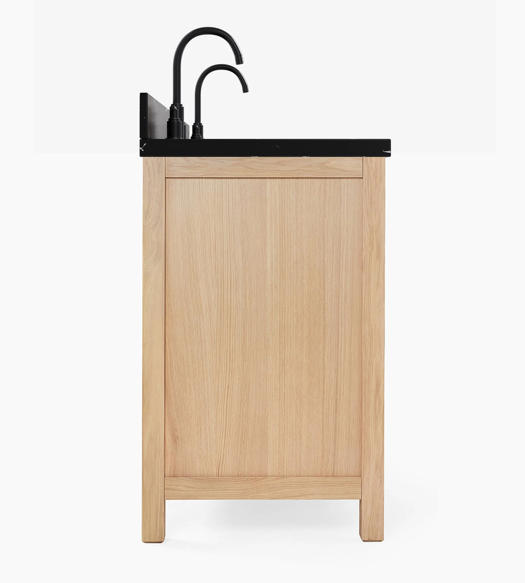 ARIEL Cambridge 72 Inch Double Rectangular Sink Bathroom Vanity With Nero Marquina Black Quartz Countertop 1.5 Inch In Natural Oak