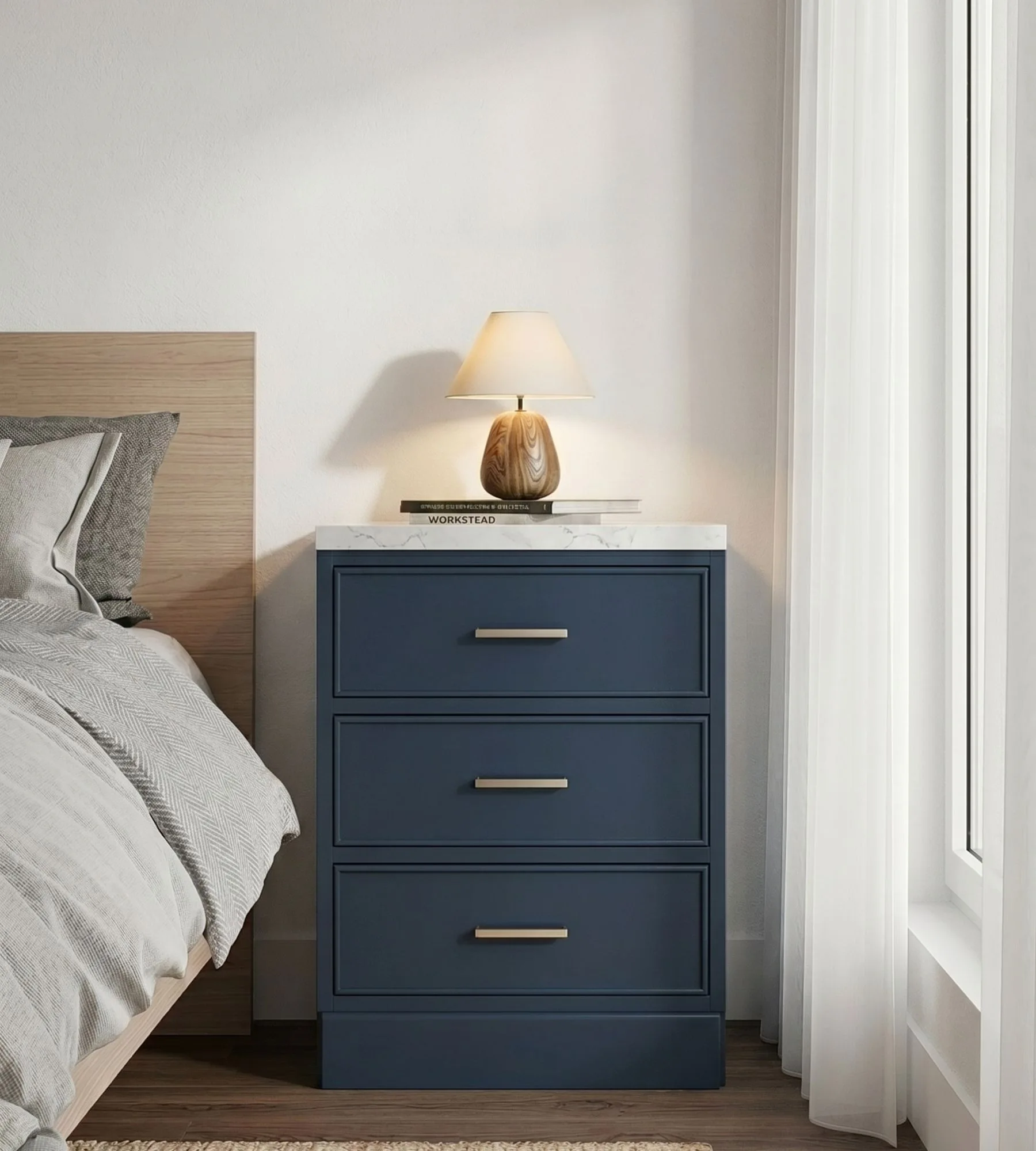 ARIEL Stafford 24 Inch 3-Drawer Base Cabinet In Midnight Blue