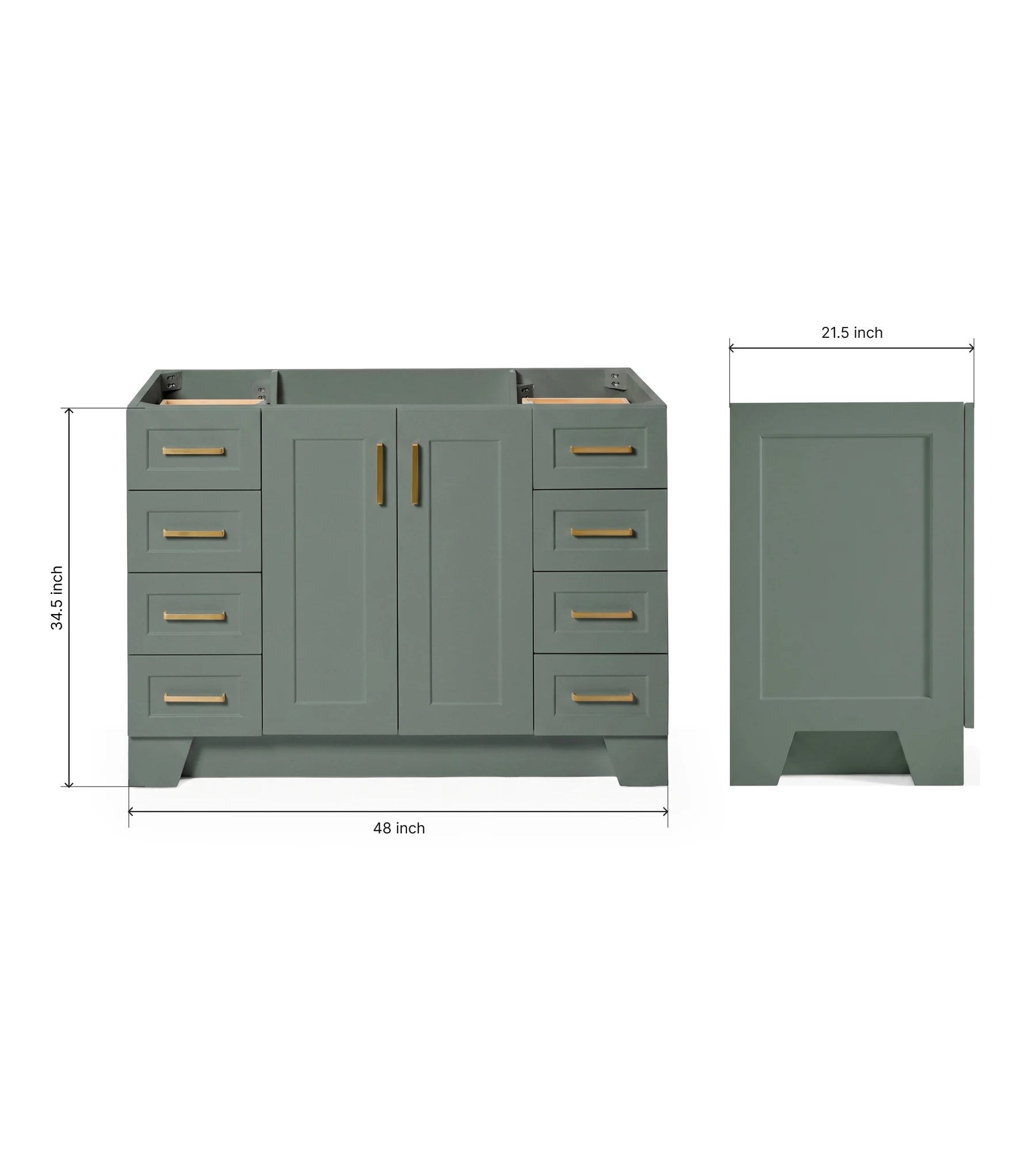 Ariel Taylor 48 Inch Single Sink Base Cabinet in Vintage Sage Green