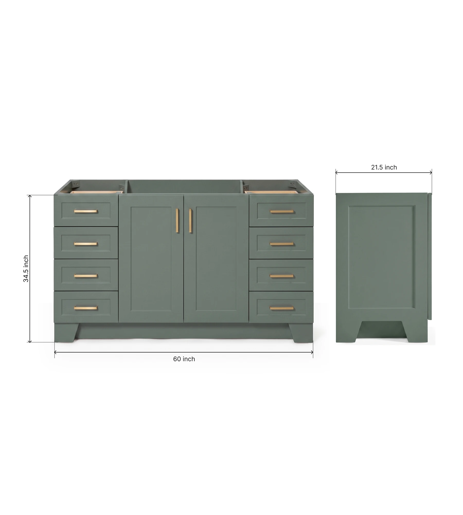 Ariel Taylor 60 Inch Single Sink Base Cabinet in Vintage Sage Green