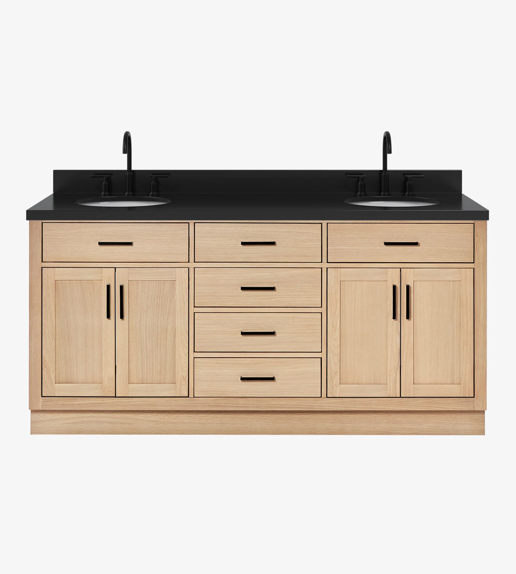 ARIEL 72 Inch Carbon Black Quartz Bathroom Vanity Countertop With Undermount Oval Double Sink And Includes Backsplash