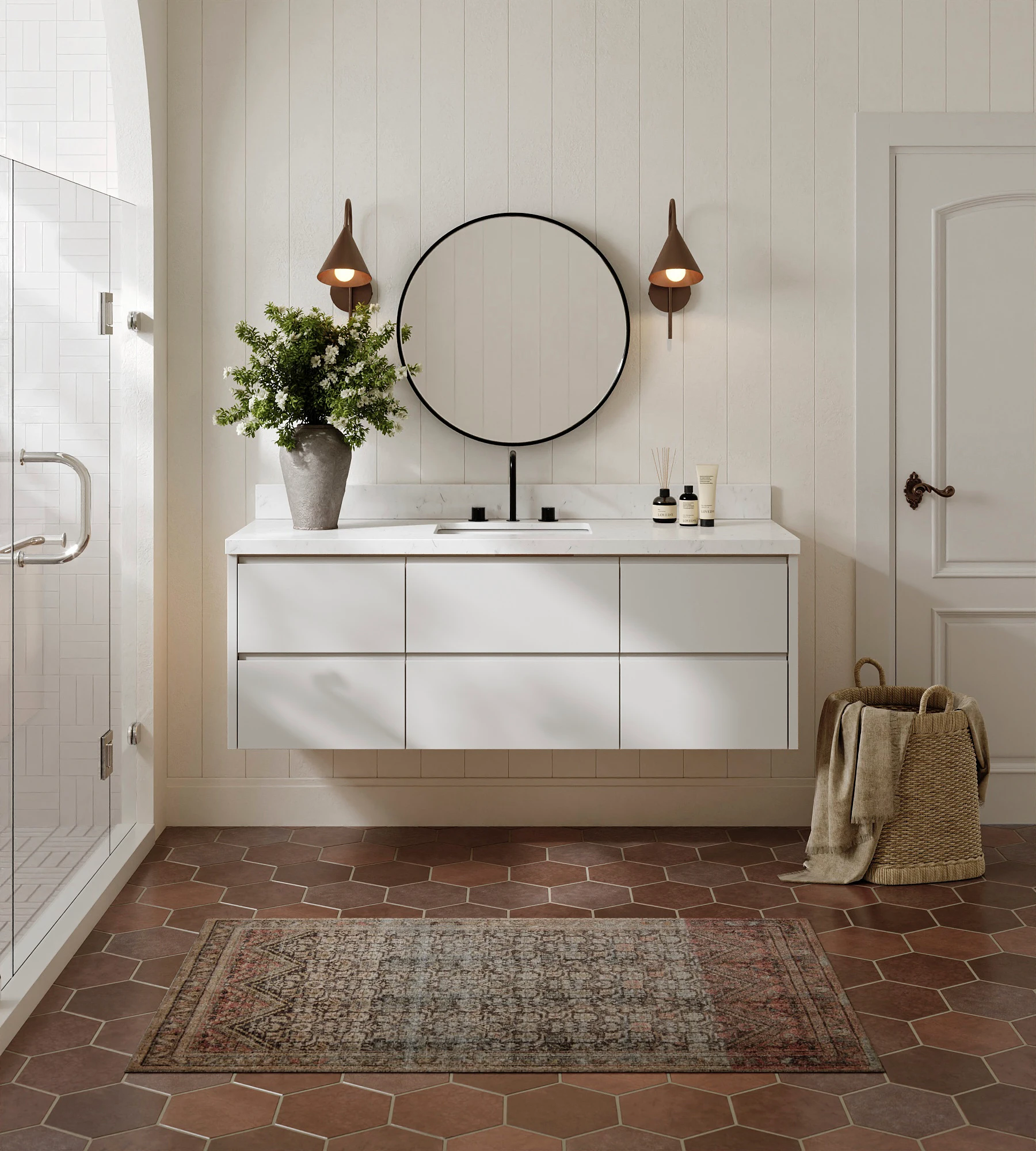 ARIEL West 60 Inch Single Sink Floating Base Cabinet In Warm White