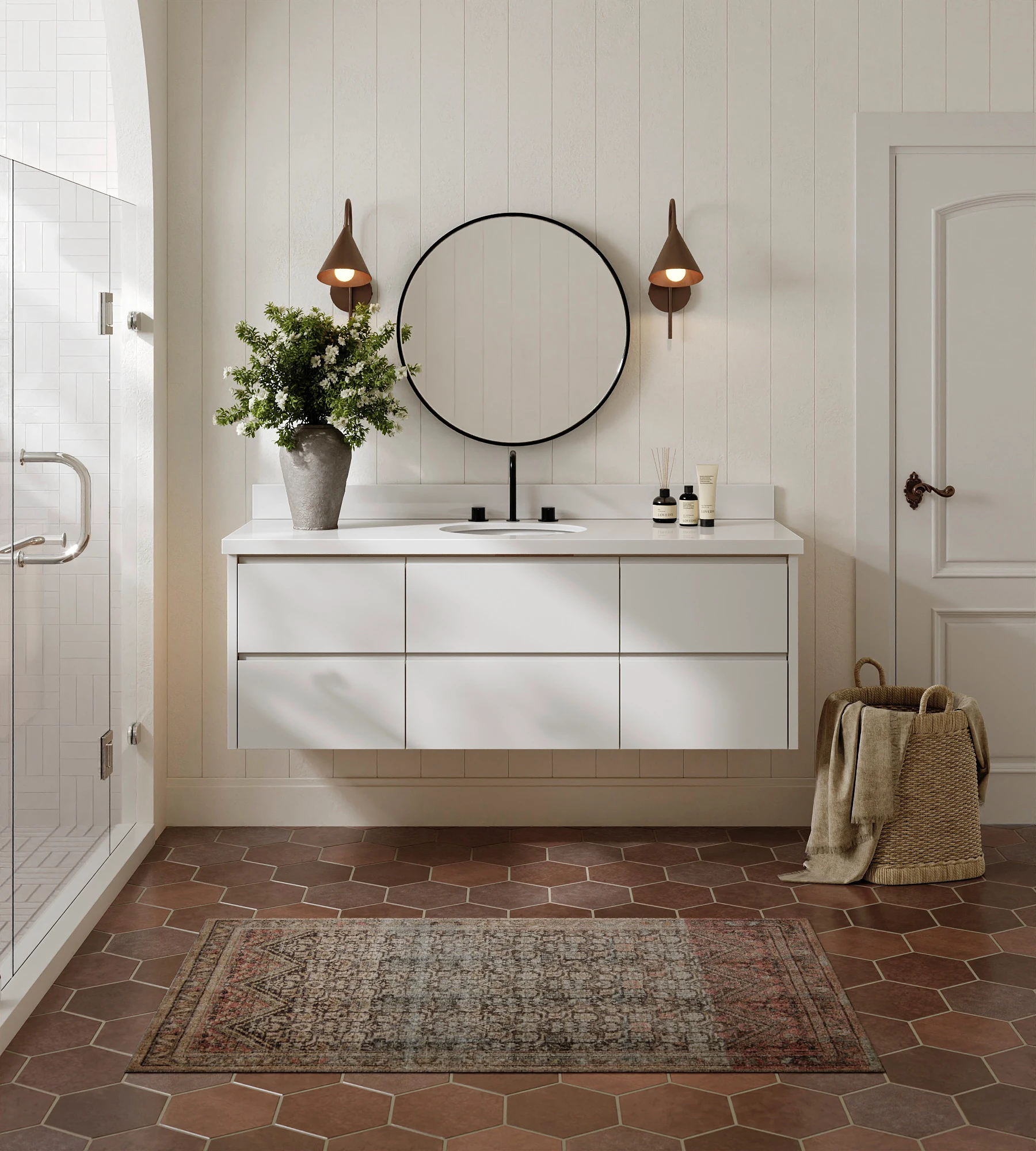 ARIEL West 61 Inch Single Oval Sink Floating Bathroom Vanity With Pure White Quartz Countertop 1.5 Inch In Warm White