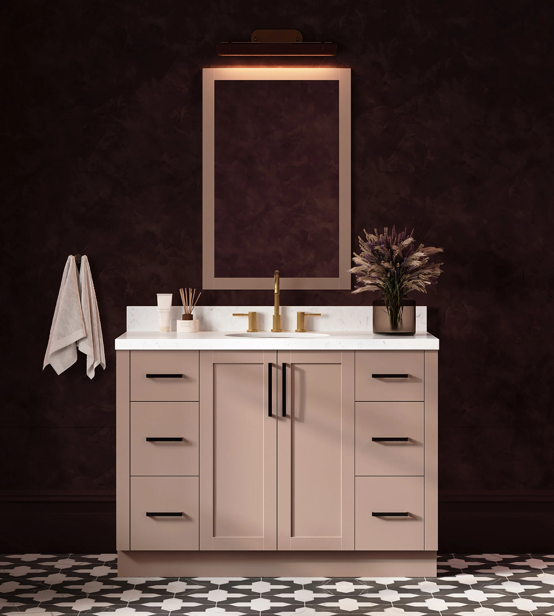 ARIEL Loren 48 Inch Single Oval Sink Bathroom Vanity With Carrara White Quartz Countertop 1.5 Inch In Mocha