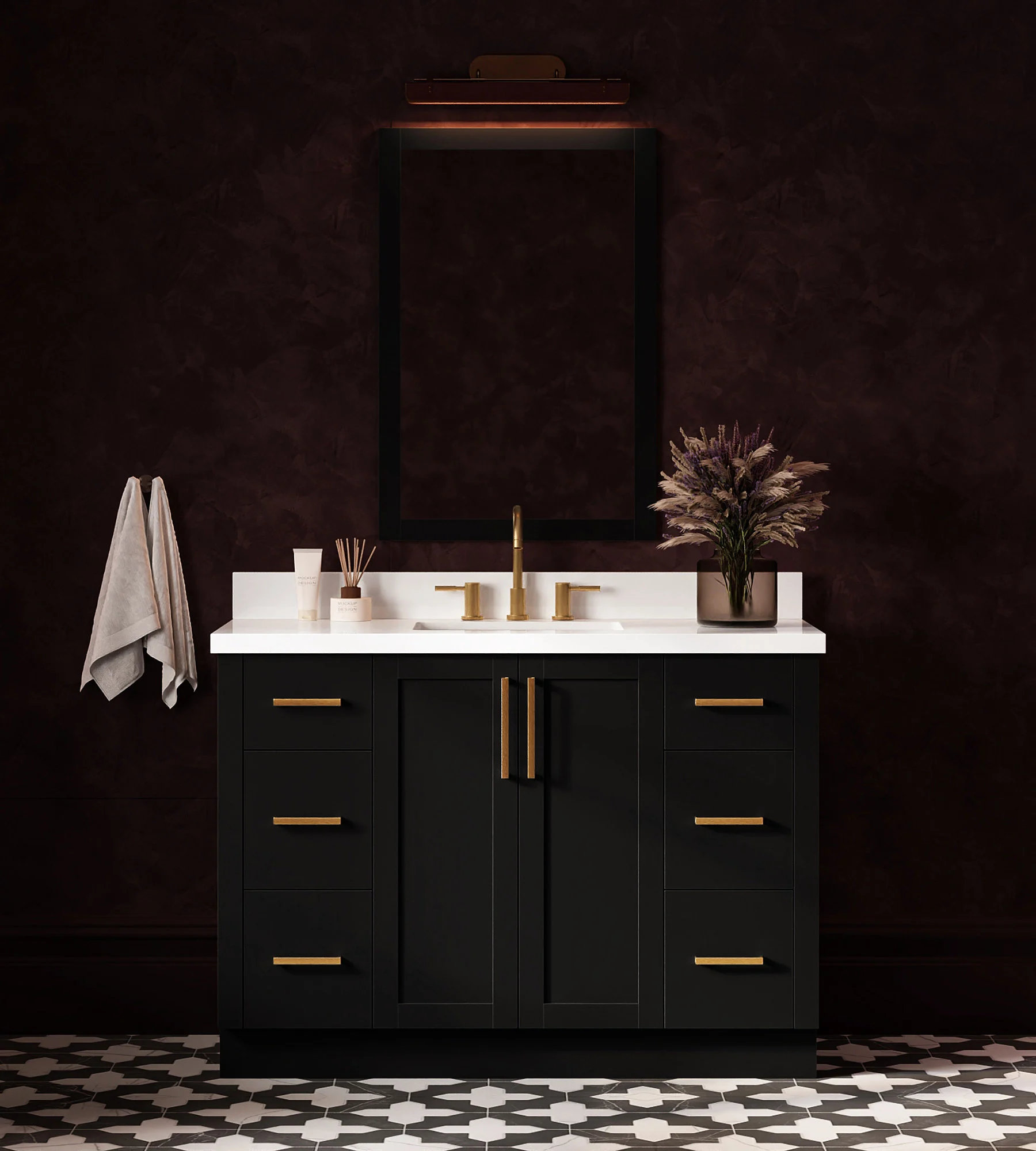 ARIEL Loren 48 Inch Single Sink Base Cabinet In Black