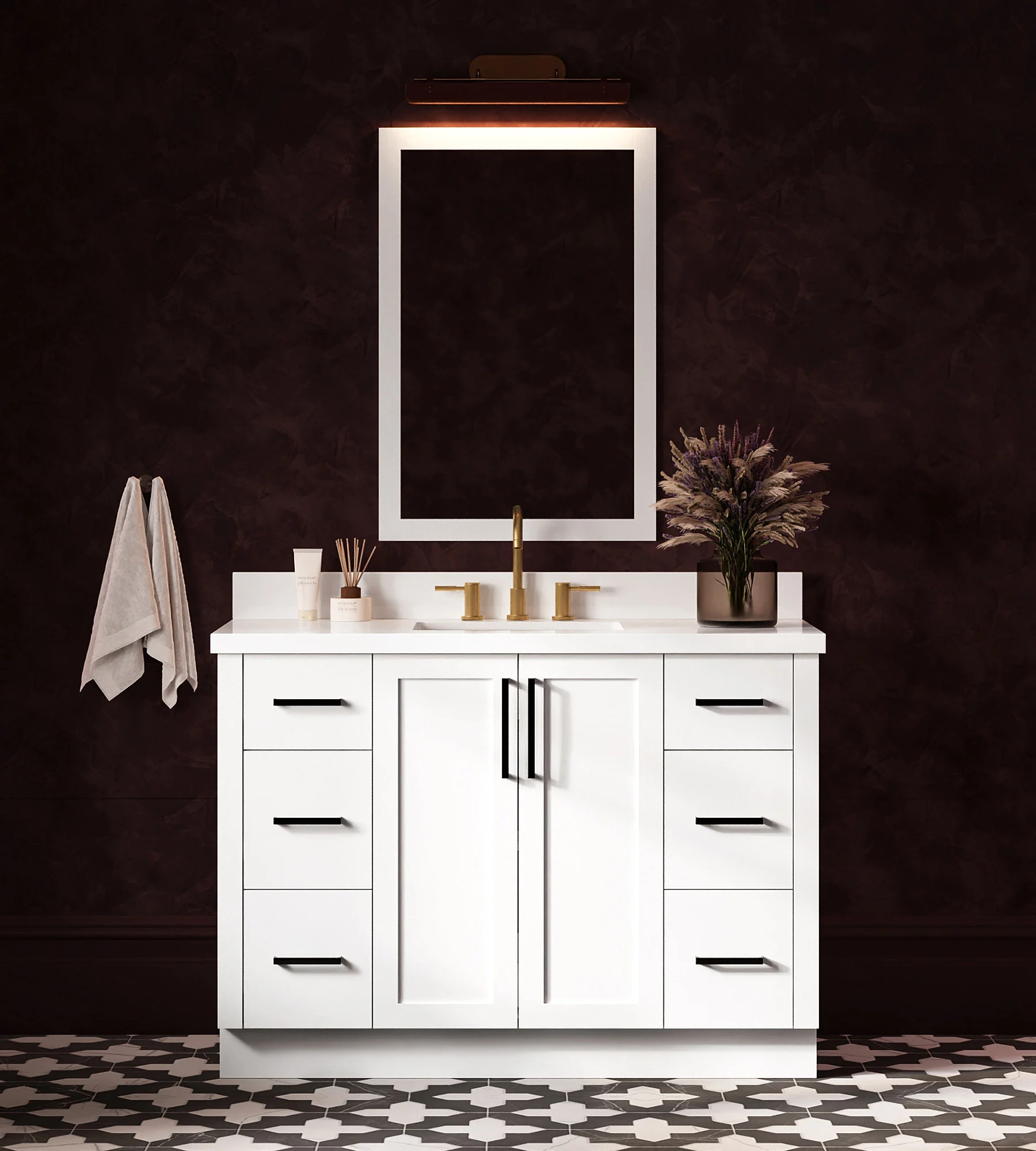 ARIEL Loren 49 Inch Single Rectangular Sink Bathroom Vanity With Pure White Quartz Countertop 1.5 Inch In White